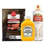 Kit LinguiÃ§a com pimenta biquinho Seara Gourmet 500g + Mostarda Amarela Heinz Squeeze 255g + 8 Cerveja Stella Artois Puro Malte 350ml Lata