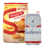 Budeweiser 350ml + Nuggets Frango Sadia 300g