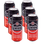 Kit com 6 Cervejas Lager Premium Puro Malte Estrella Galicia Lata 473ml