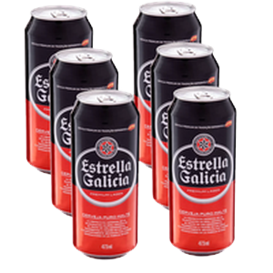 Kit com 6 Cervejas Lager Premium Puro Malte Estrella Galicia Lata 473ml