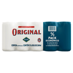 Pack Cerveja Pilsen Antarctica Original Lata 15 Unidades 269ml