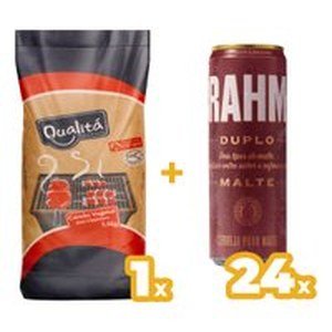 Kit Churrasco: 1 QA CARVAO VEGETAL QUALITA 5KG + Cerveja BRAHMA DUPLO MALTE 350 ml Lata (Pack 24 unidades)